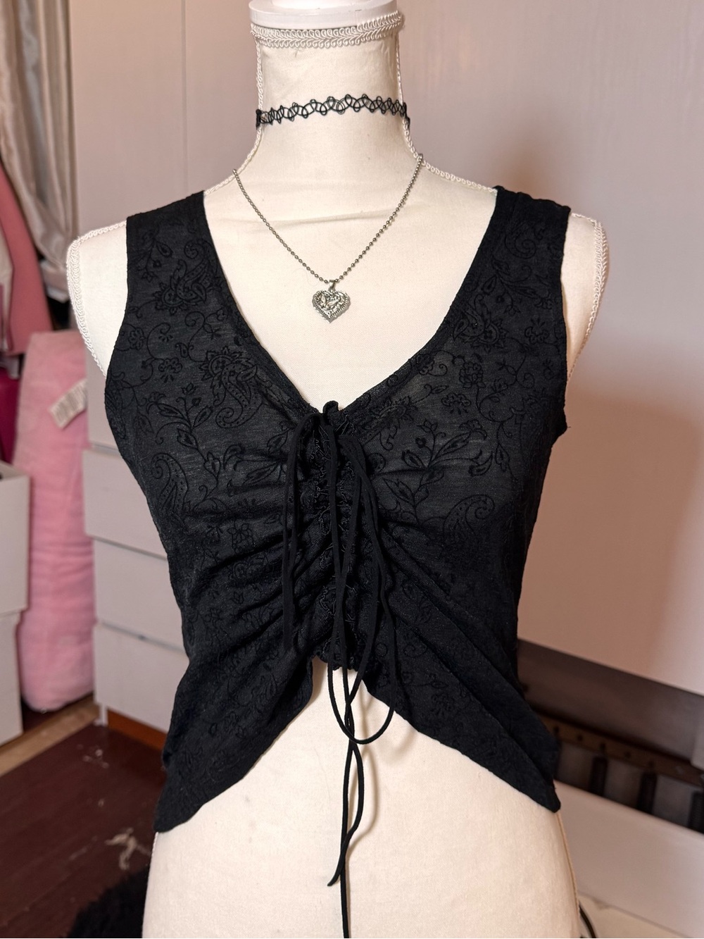 LACE TIE FRONT WHIMSY GOTH TOP CORSET STYLE 🥀🖤